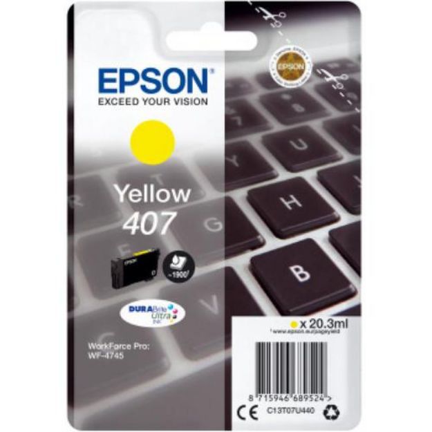 Picture of Genuine Epson 407 Yellow Ink Cartridge
