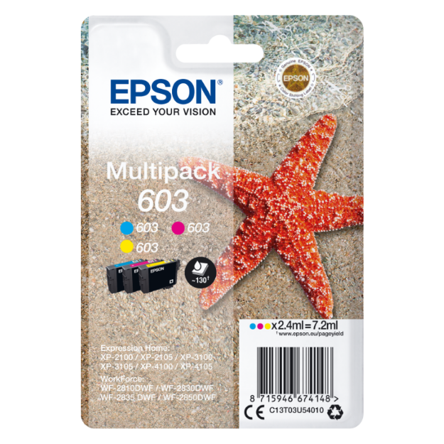 Picture of Epson 603 Starfish Colour Multipack 3x 2.4ml (Pack 3) - C13T03U54010
