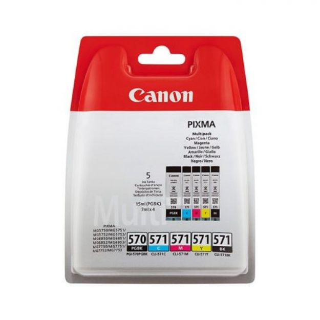 Picture of Canon PGI-570/CLI-571 Standard Capacity Ink Cartridge Multipack (5 Pack) - 0372C004
