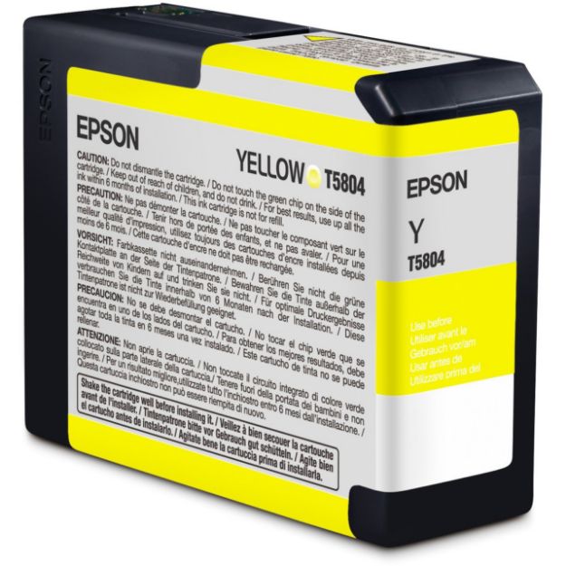 Picture of Epson T5804 Yellow Ink Cartridge 80ml - C13T580400
