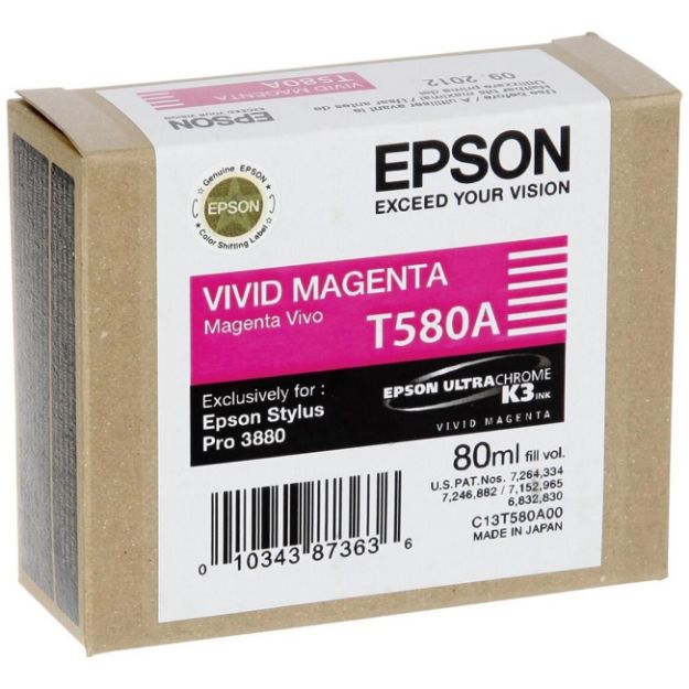 Picture of Epson T580A Vivid Magenta Ink Cartridge 80ml - C13T580A00