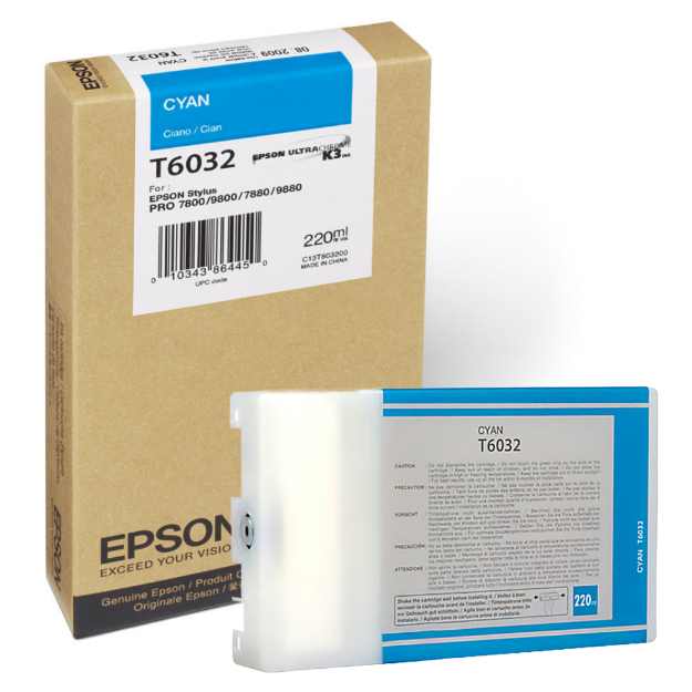 Picture of Epson T6032 Cyan Ink Cartridge 220ml - C13T603200